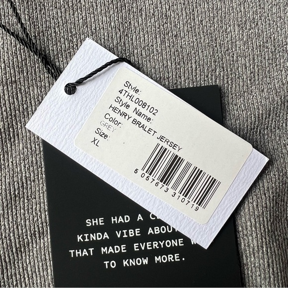 NWT 4th and Reckless Henry Jersey Ribbed Bralet in Grey, Size US XL - Picture 4 of 7